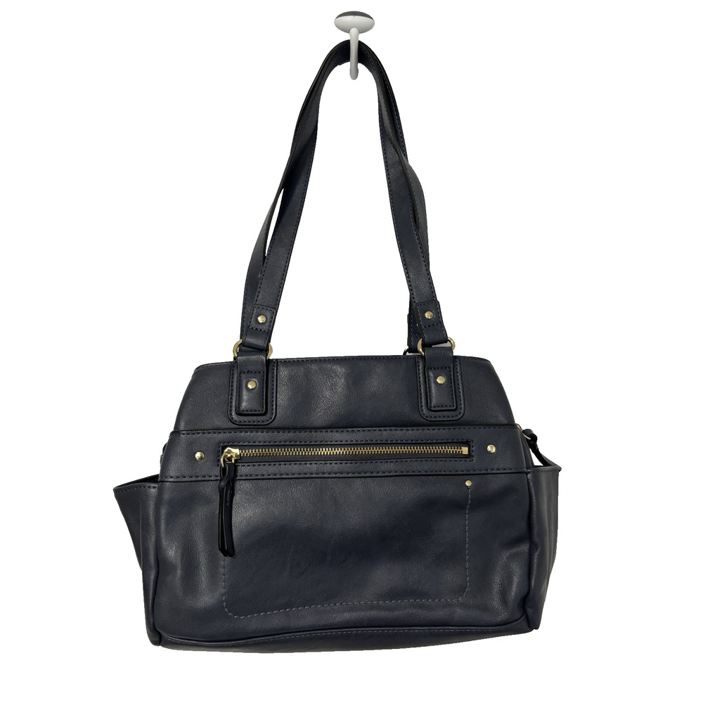 INC International Concepts Blue Faux Leather Shoulder Bag Essential Timeless
